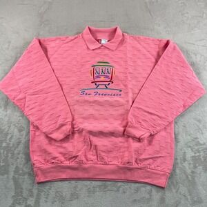 Vintage Op Ocean Pacific Sweatshirt Men XL Pink San Francisco Trolley USA NWOT